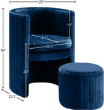 Selena Velvet / Engineered Wood / Foam Contemporary Navy Velvet Accent Chair and Ottoman Set - 25" W x 22.5" D x 30" H