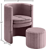 Selena Velvet / Engineered Wood / Foam Contemporary Pink Velvet Accent Chair and Ottoman Set - 25" W x 22.5" D x 30" H