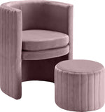 Selena Velvet / Engineered Wood / Foam Contemporary Pink Velvet Accent Chair and Ottoman Set - 25" W x 22.5" D x 30" H