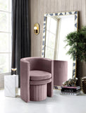 Selena Velvet / Engineered Wood / Foam Contemporary Pink Velvet Accent Chair and Ottoman Set - 25" W x 22.5" D x 30" H