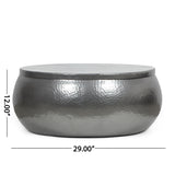 Ferster Modern Handcrafted Aluminum Drum Coffee Table, Nickel Noble House