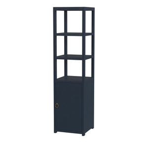 Butler Specialty Lark 3- Tier 1 Door Narrow Bookcase Etagere XRT Navy Blue Solid Acacia Wood, Acacia Veneer, Mdf 5565291-BUTLER