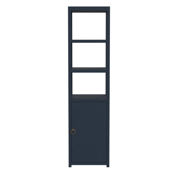 Butler Specialty Lark 3- Tier 1 Door Narrow Bookcase Etagere XRT Navy Blue Solid Acacia Wood, Acacia Veneer, Mdf 5565291-BUTLER