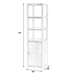 Butler Specialty Lark 3- Tier 1 Door Narrow Bookcase Etagere XRT Navy Blue Solid Acacia Wood, Acacia Veneer, Mdf 5565291-BUTLER