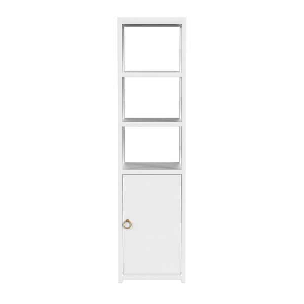 Butler Specialty Lark 3- Tier 1 Door Narrow Bookcase Etagere XRT White Solid Acacia Wood, Acacia Veneer, Mdf 5565304-BUTLER