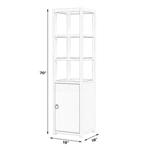 Butler Specialty Lark 3- Tier 1 Door Narrow Bookcase Etagere XRT White Solid Acacia Wood, Acacia Veneer, Mdf 5565304-BUTLER