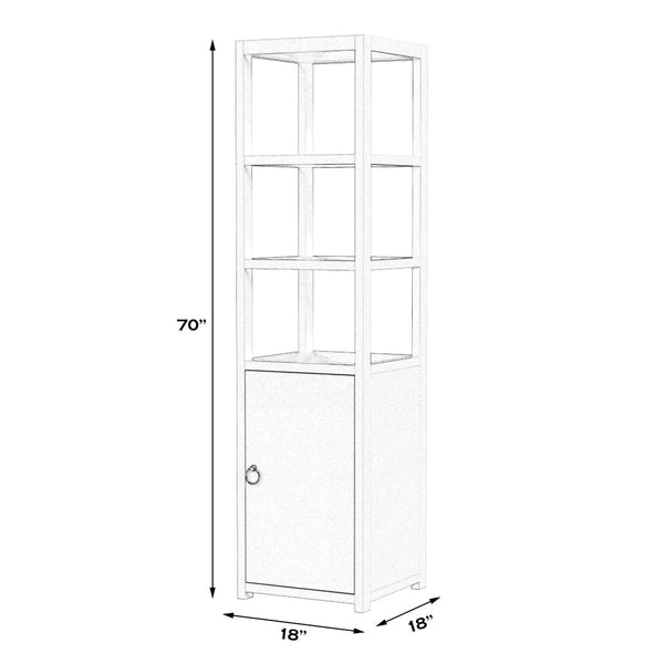 Butler Specialty Lark 3- Tier 1 Door Narrow Bookcase Etagere XRT White Solid Acacia Wood, Acacia Veneer, Mdf 5565304-BUTLER