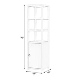 Butler Specialty Lark 3- Tier 1 Door Narrow Bookcase Etagere XRT White Solid Acacia Wood, Acacia Veneer, Mdf 5565304-BUTLER