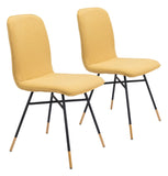 Zuo Modern Var 100% Polyester, Plywood, Steel Modern Commercial Grade Dining Chair Set - Set of 2 Yellow, Black, Gold 100% Polyester, Plywood, Steel