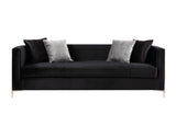 Fergal Contemporary Sofa with 4 Pillows Black Velvet(Code#cc-29, Cost: 19 RMB/m) 55665-ACME