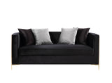 Fergal Contemporary Loveseat with 4 Pillows Black Velvet(Code#cc-29, Cost: 19 RMB/m) 55666-ACME