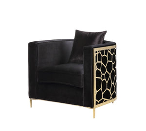Fergal Contemporary Chair with Pillow Black Velvet(Code#cc-29, Cost: 19 RMB/m) 55667-ACME
