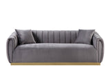 Elchanon Contemporary Sofa with 2 Pillows Gray Velvet(Code#MJ7-13, Cost: 17 RMB/m) 55670-ACME