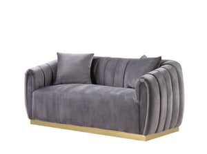 Elchanon Contemporary Loveseat with 2 Pillows Gray Velvet(Code#MJ7-13, Cost: 17 RMB/m) 55671-ACME