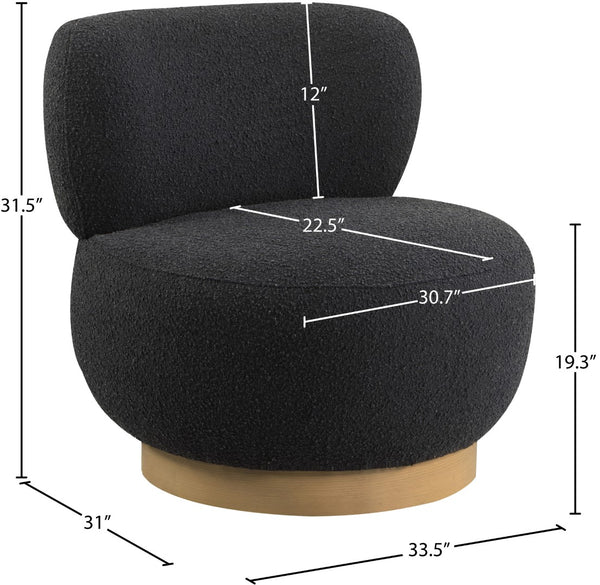Calais Boucle Fabric / Oak Veneer / Plywood / Foam Contemporary Black Boucle Fabric Accent Chair - 33.5" W x 31" D x 31.5" H