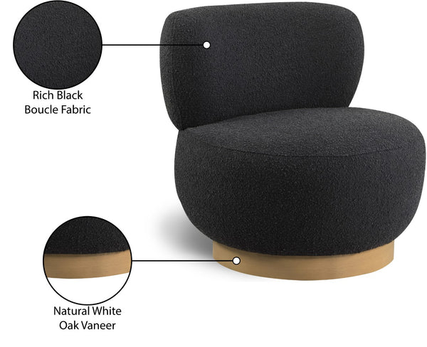 Calais Boucle Fabric / Oak Veneer / Plywood / Foam Contemporary Black Boucle Fabric Accent Chair - 33.5" W x 31" D x 31.5" H
