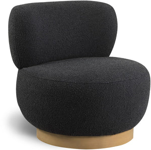 Calais Boucle Fabric / Oak Veneer / Plywood / Foam Contemporary Black Boucle Fabric Accent Chair - 33.5" W x 31" D x 31.5" H
