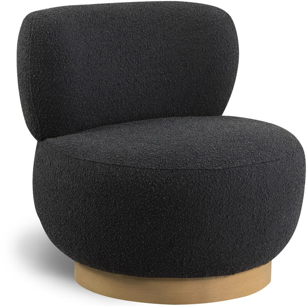 Calais Boucle Fabric / Oak Veneer / Plywood / Foam Contemporary Black Boucle Fabric Accent Chair - 33.5" W x 31" D x 31.5" H