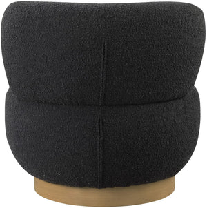 Calais Boucle Fabric / Oak Veneer / Plywood / Foam Contemporary Black Boucle Fabric Accent Chair - 33.5" W x 31" D x 31.5" H