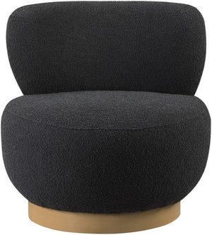 Calais Boucle Fabric / Oak Veneer / Plywood / Foam Contemporary Black Boucle Fabric Accent Chair - 33.5" W x 31" D x 31.5" H