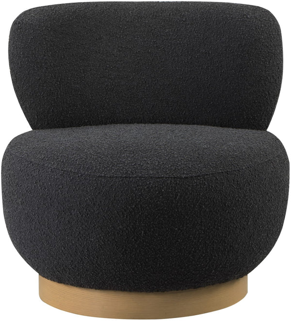 Calais Boucle Fabric / Oak Veneer / Plywood / Foam Contemporary Black Boucle Fabric Accent Chair - 33.5" W x 31" D x 31.5" H