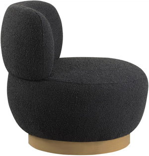Calais Boucle Fabric / Oak Veneer / Plywood / Foam Contemporary Black Boucle Fabric Accent Chair - 33.5" W x 31" D x 31.5" H