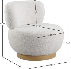 Calais Boucle Fabric / Oak Veneer / Plywood / Foam Contemporary Cream Boucle Fabric Accent Chair - 33.5" W x 31" D x 31.5" H