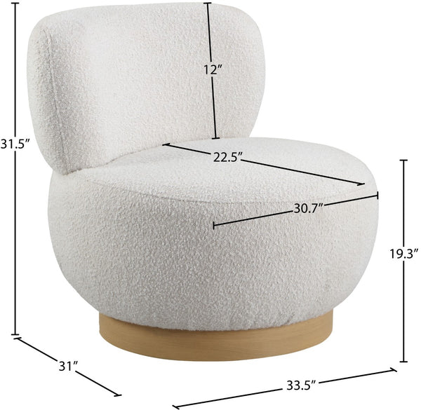 Calais Boucle Fabric / Oak Veneer / Plywood / Foam Contemporary Cream Boucle Fabric Accent Chair - 33.5" W x 31" D x 31.5" H
