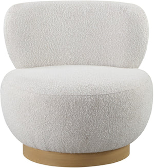 Calais Boucle Fabric / Oak Veneer / Plywood / Foam Contemporary Cream Boucle Fabric Accent Chair - 33.5" W x 31" D x 31.5" H