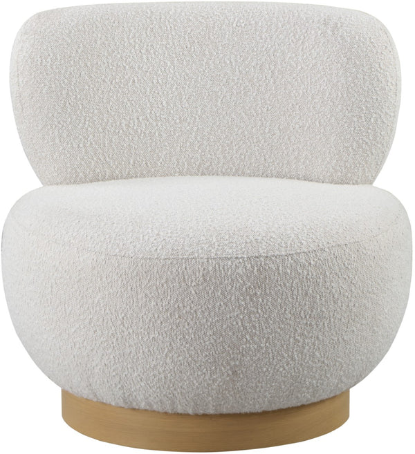 Calais Boucle Fabric / Oak Veneer / Plywood / Foam Contemporary Cream Boucle Fabric Accent Chair - 33.5" W x 31" D x 31.5" H