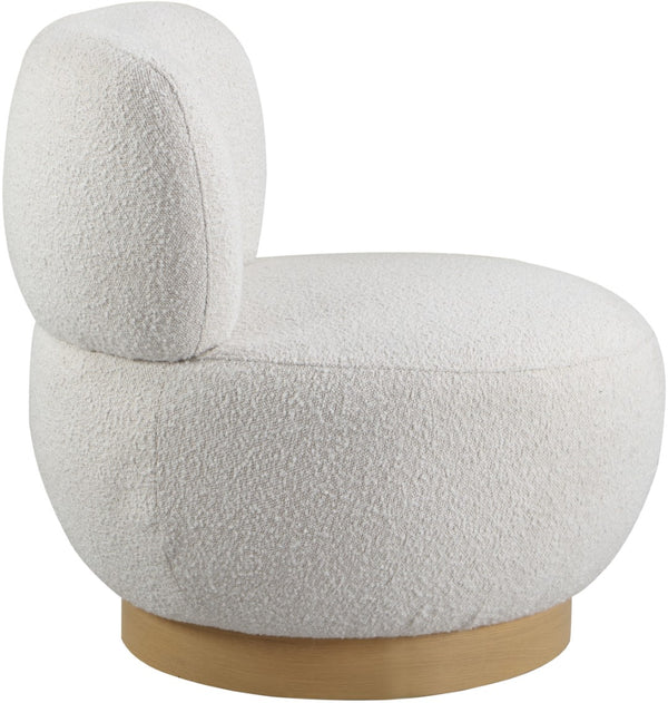 Calais Boucle Fabric / Oak Veneer / Plywood / Foam Contemporary Cream Boucle Fabric Accent Chair - 33.5" W x 31" D x 31.5" H