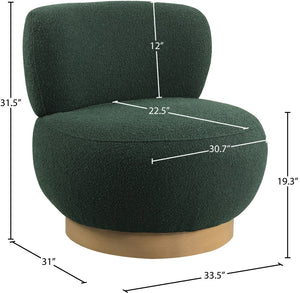 Calais Boucle Fabric / Oak Veneer / Plywood / Foam Contemporary Green Boucle Fabric Accent Chair - 33.5" W x 31" D x 31.5" H