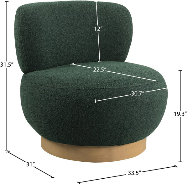 Calais Boucle Fabric / Oak Veneer / Plywood / Foam Contemporary Green Boucle Fabric Accent Chair - 33.5" W x 31" D x 31.5" H
