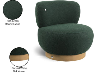 Calais Boucle Fabric / Oak Veneer / Plywood / Foam Contemporary Green Boucle Fabric Accent Chair - 33.5" W x 31" D x 31.5" H