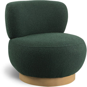Calais Boucle Fabric / Oak Veneer / Plywood / Foam Contemporary Green Boucle Fabric Accent Chair - 33.5" W x 31" D x 31.5" H