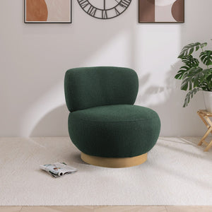 Calais Boucle Fabric / Oak Veneer / Plywood / Foam Contemporary Green Boucle Fabric Accent Chair - 33.5" W x 31" D x 31.5" H