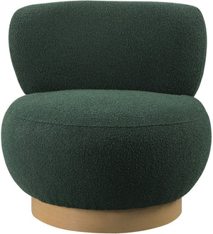 Calais Boucle Fabric / Oak Veneer / Plywood / Foam Contemporary Green Boucle Fabric Accent Chair - 33.5" W x 31" D x 31.5" H