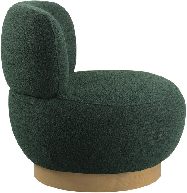 Calais Boucle Fabric / Oak Veneer / Plywood / Foam Contemporary Green Boucle Fabric Accent Chair - 33.5" W x 31" D x 31.5" H