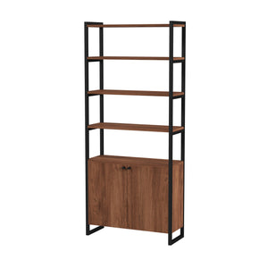 Butler Specialty Drake 73" Two Door Walnut Bookcase XRT Brown Mdf veneer Walnut+steel 5575421-BUTLER