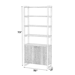 Butler Specialty Drake 73" Two Door Walnut Bookcase XRT Brown Mdf veneer Walnut+steel 5575421-BUTLER