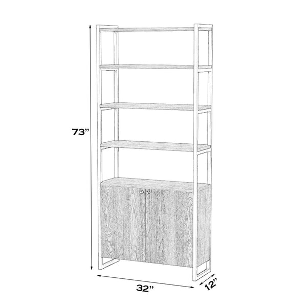 Butler Specialty Drake 73" Two Door Walnut Bookcase XRT Brown Mdf veneer Walnut+steel 5575421-BUTLER