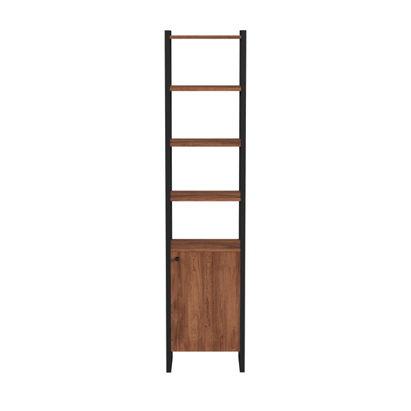 Butler Specialty Drake 73" Narrow Walnut Bookcase with Storage XRT Brown Mdf veneer Walnut+steel 5576421-BUTLER