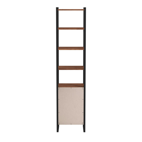 Butler Specialty Drake 73" Narrow Walnut Bookcase with Storage XRT Brown Mdf veneer Walnut+steel 5576421-BUTLER