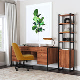 Butler Specialty Drake 73" Narrow Walnut Bookcase with Storage XRT Brown Mdf veneer Walnut+steel 5576421-BUTLER