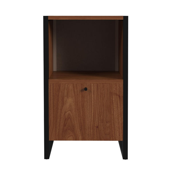 Butler Specialty Drake One Drawer File Cabinet with Storage XRT Brown Mdf veneer Walnut+steel 5577421-BUTLER