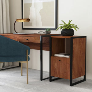 Butler Specialty Drake One Drawer File Cabinet with Storage XRT Brown Mdf veneer Walnut+steel 5577421-BUTLER