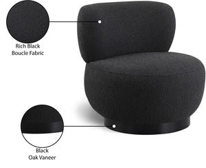 Calais Boucle Fabric / Oak Veneer / Plywood / Foam Contemporary Black Boucle Fabric Accent Chair - 33.5" W x 31" D x 31.5" H