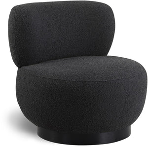 Calais Boucle Fabric / Oak Veneer / Plywood / Foam Contemporary Black Boucle Fabric Accent Chair - 33.5" W x 31" D x 31.5" H