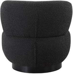 Calais Boucle Fabric / Oak Veneer / Plywood / Foam Contemporary Black Boucle Fabric Accent Chair - 33.5" W x 31" D x 31.5" H