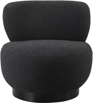 Calais Boucle Fabric / Oak Veneer / Plywood / Foam Contemporary Black Boucle Fabric Accent Chair - 33.5" W x 31" D x 31.5" H